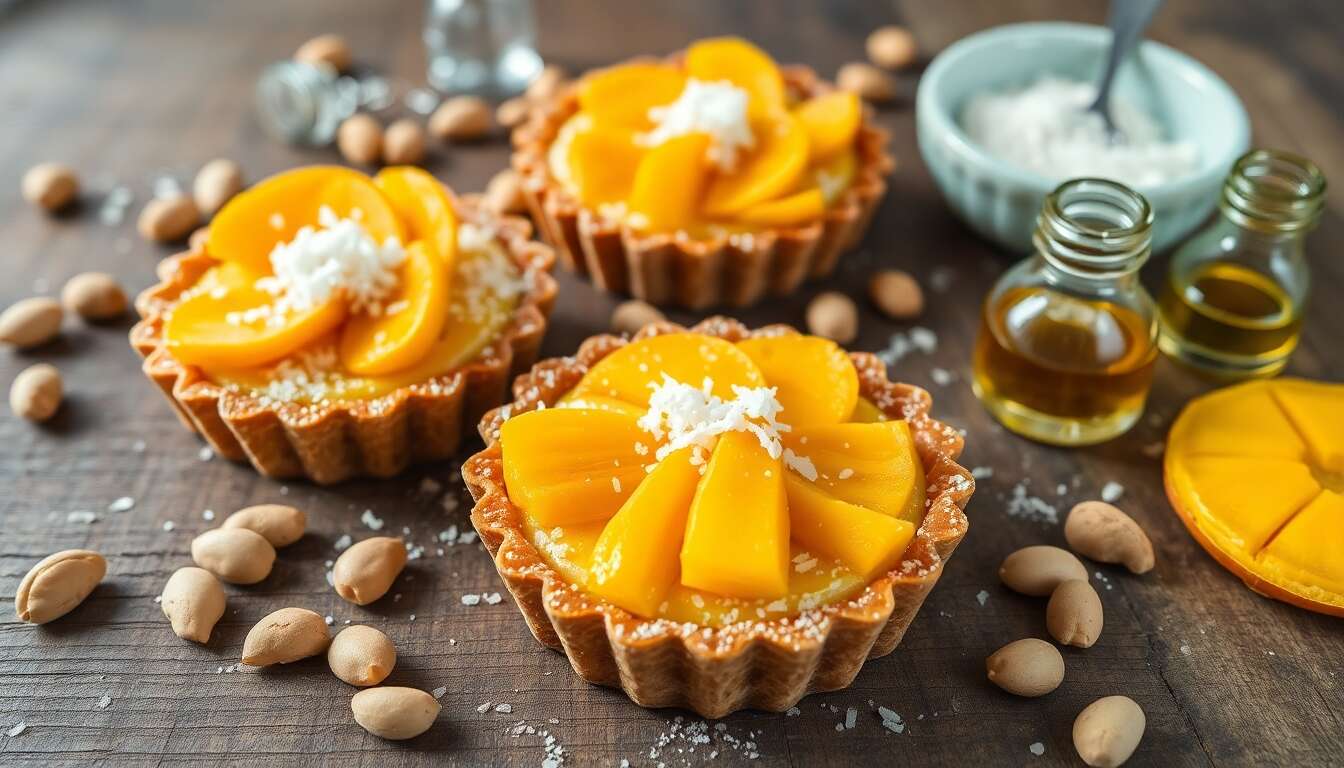 Tartelettes crues mangue-coco : recette vegan et sans gluten