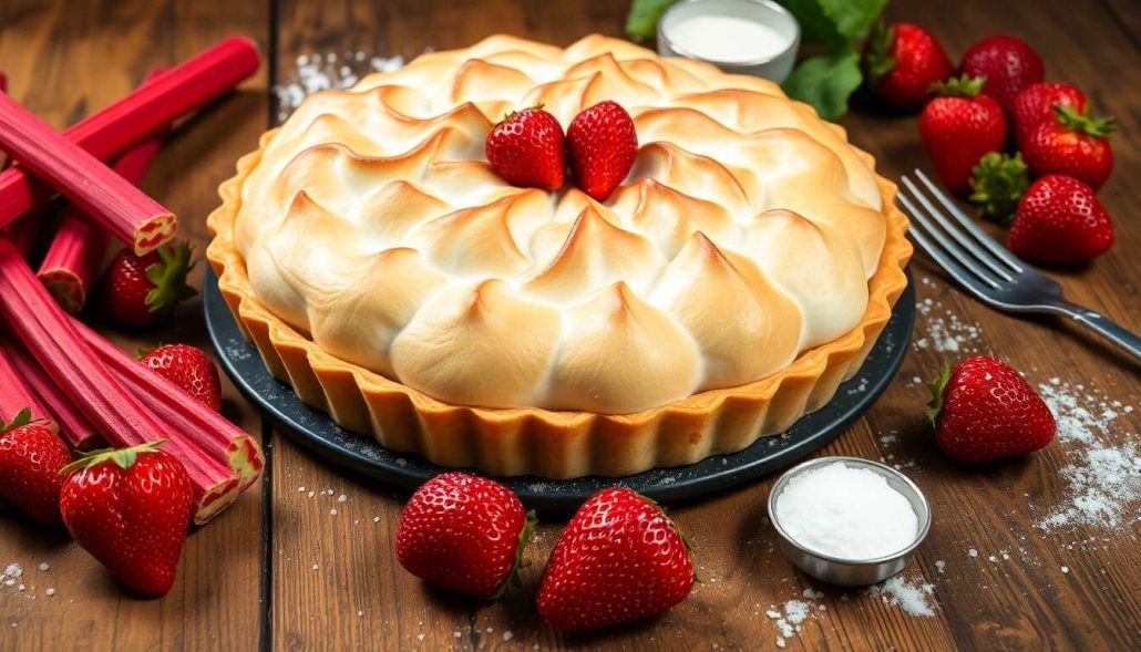 Tarte rhubarbe-fraise meringuée : recette gourmande