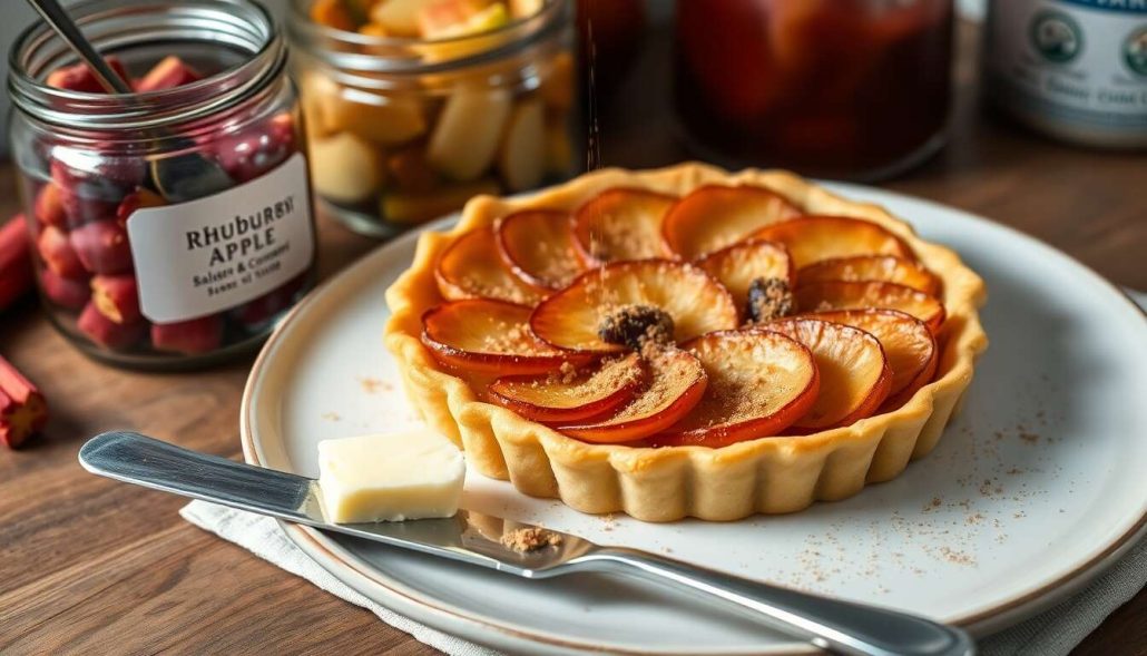 Tarte aux pommes et rhubarbe : recette gourmande et facile