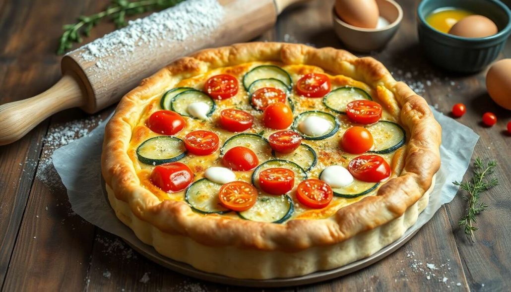 Recette de quiche légère aux courgettes et tomates cerises
