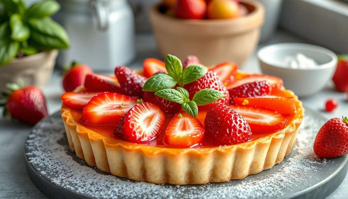 Tarte Fraise Citron Vert Basilic : recette Gourmande et Facile
