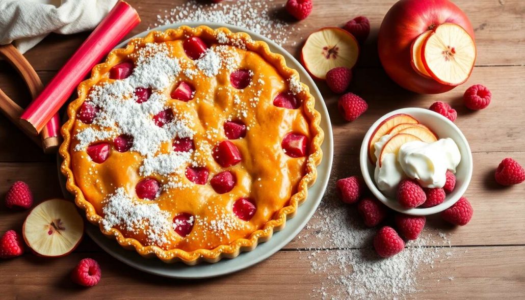 Tarte rhubarbe, pomme et framboise : recette gourmande