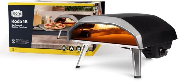Ooni Koda 16 Four a Pizza Gaz 37 mBar - Portable Four à Pizza - Cuire d'authentiques Pizzas sur Pierre en 60 Sec - Chauffe Rapide 500 °C - Grande Surface de Cuisson 40 cm [Classe énergétique A]