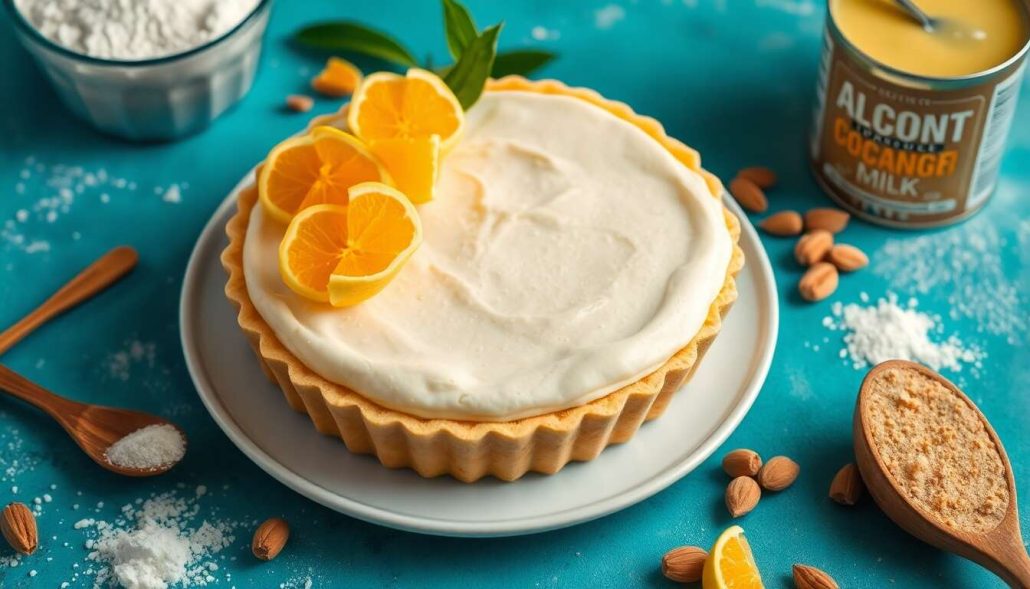 Recette : tarte moelleuse aux reines-claudes et fleur d'oranger vegan