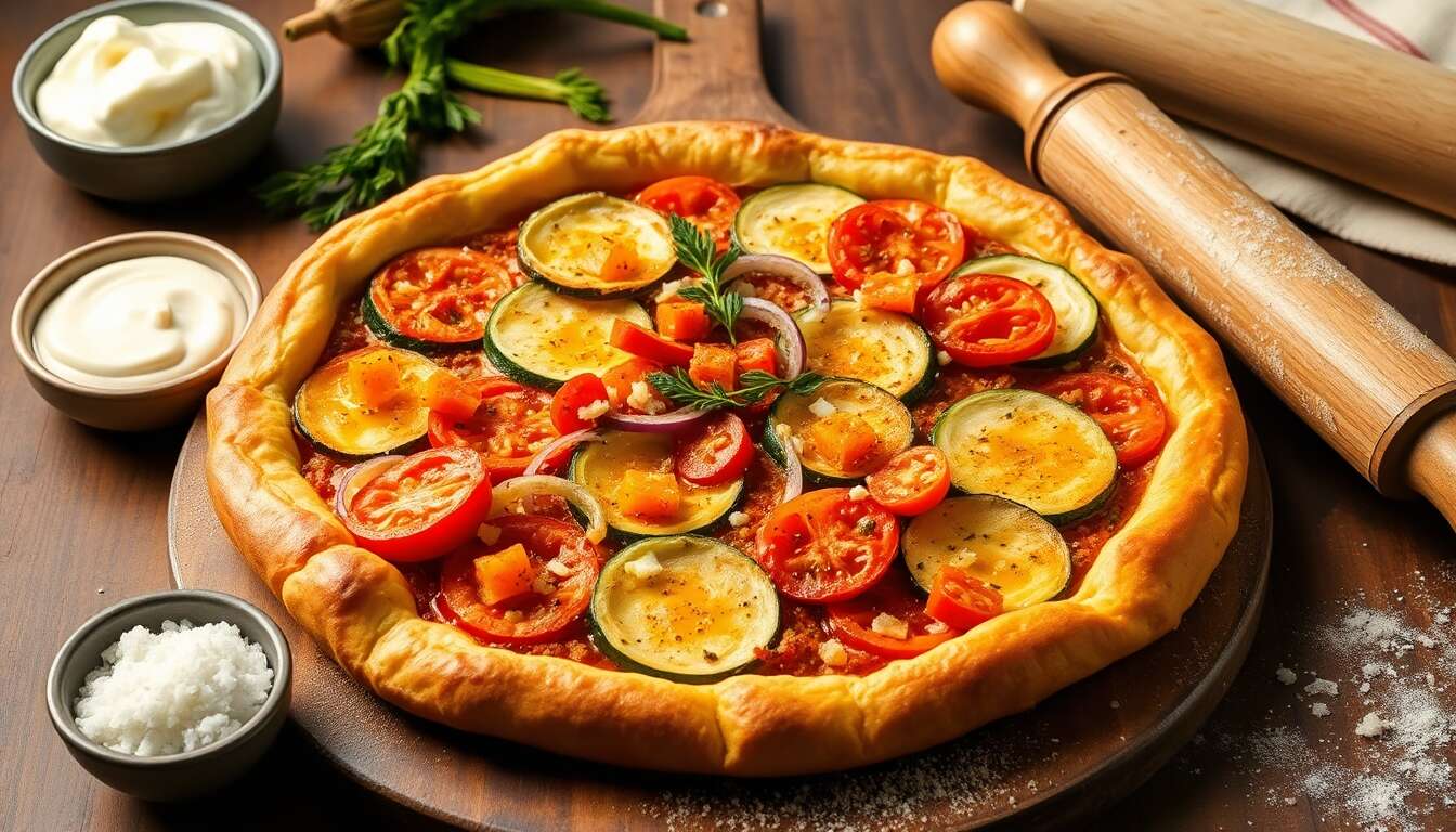 Tarte aux courgettes, carottes et tomates aux épices indiennes