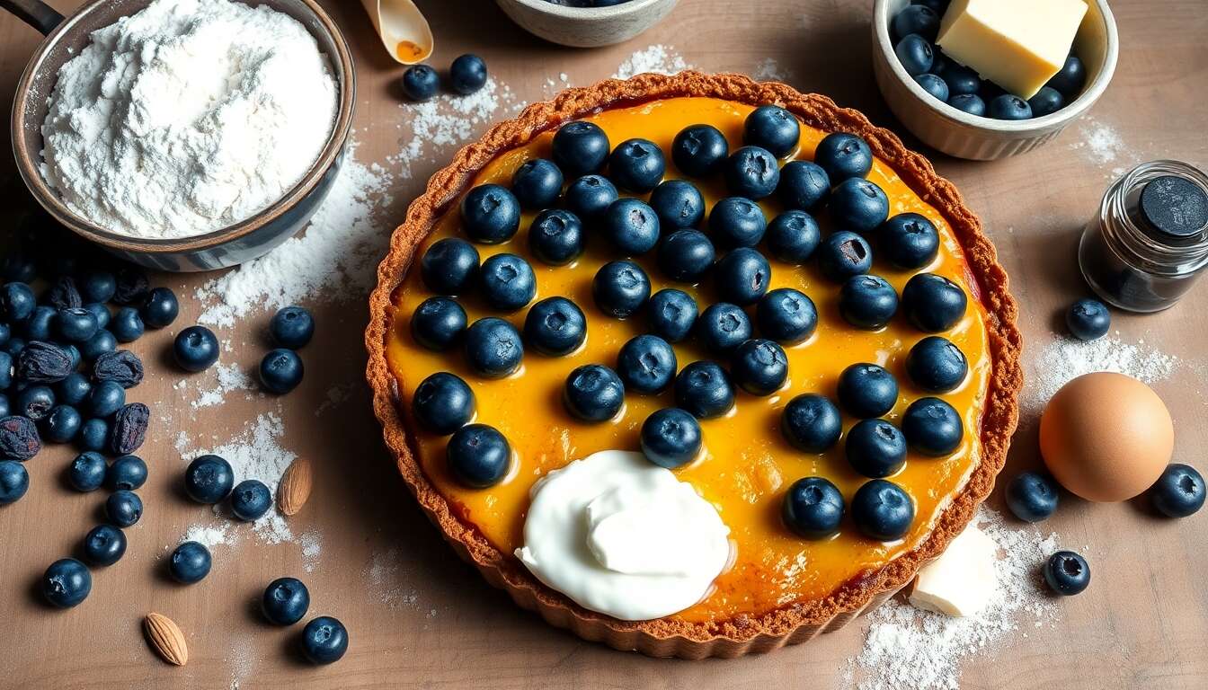 Tarte aux myrtilles à la farine de sarrasin : recette gourmande