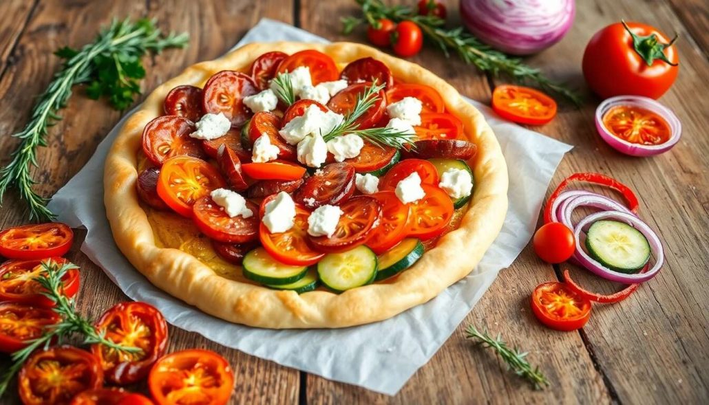 Tarte aux légumes d'été et chorizo : recette savoureuse