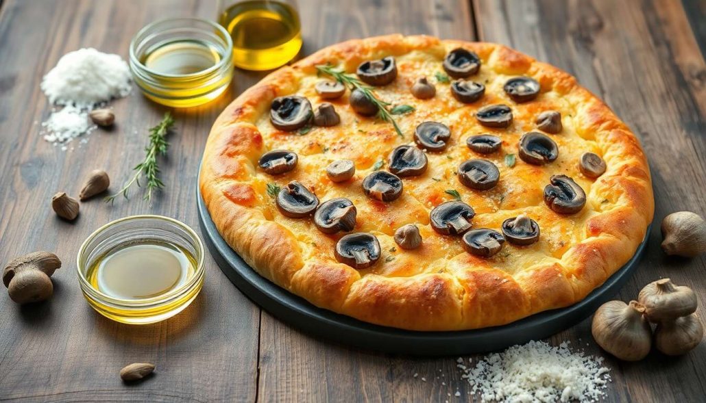 Tarte focaccia aux champignons des bois : recette savoureuse