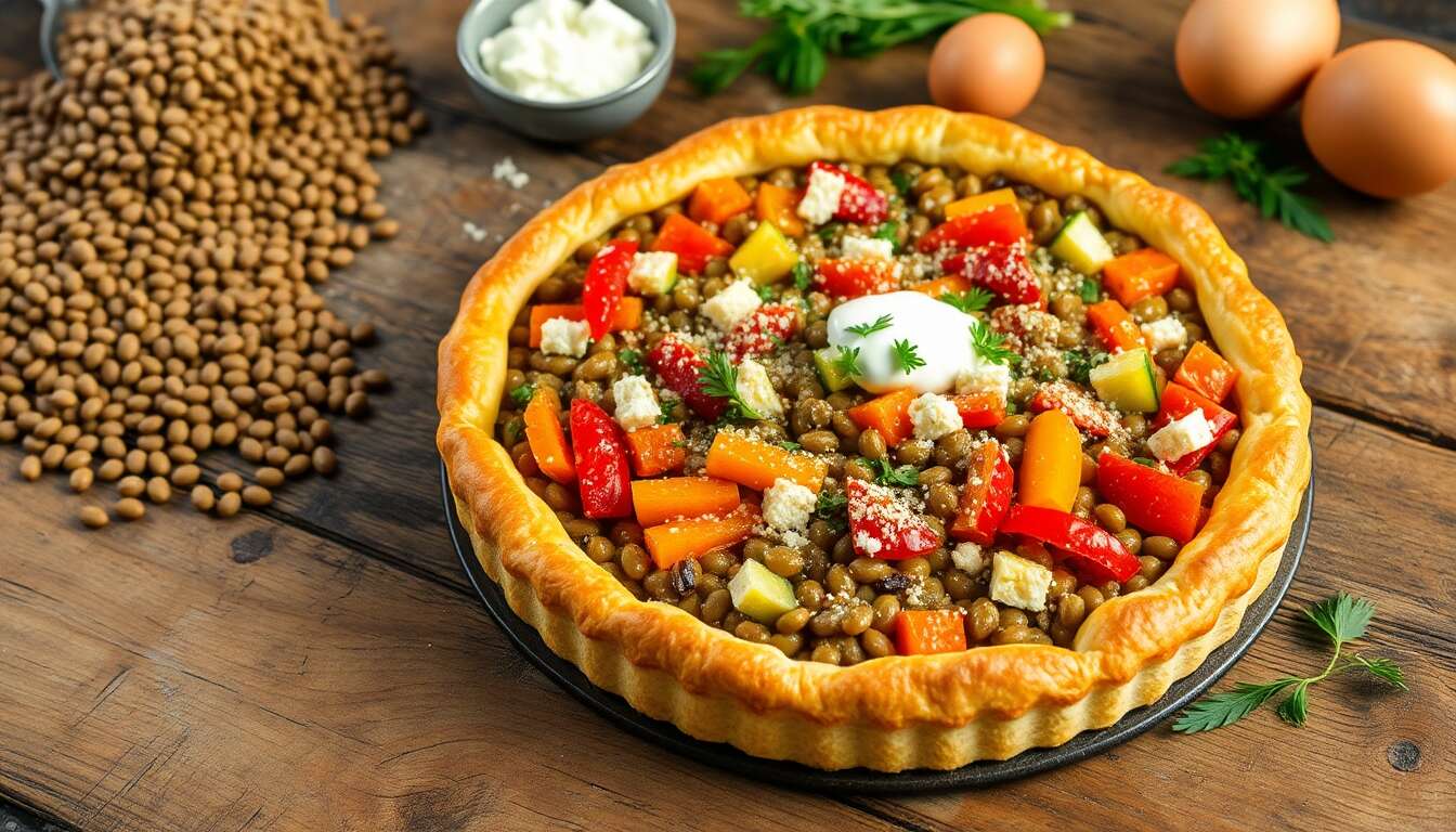 Tarte aux lentilles et légumes : recette anti-gaspillage