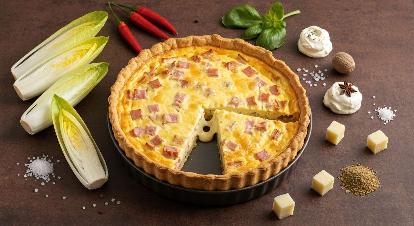 Recette de quiche aux endives, jambon et Maroilles maison
