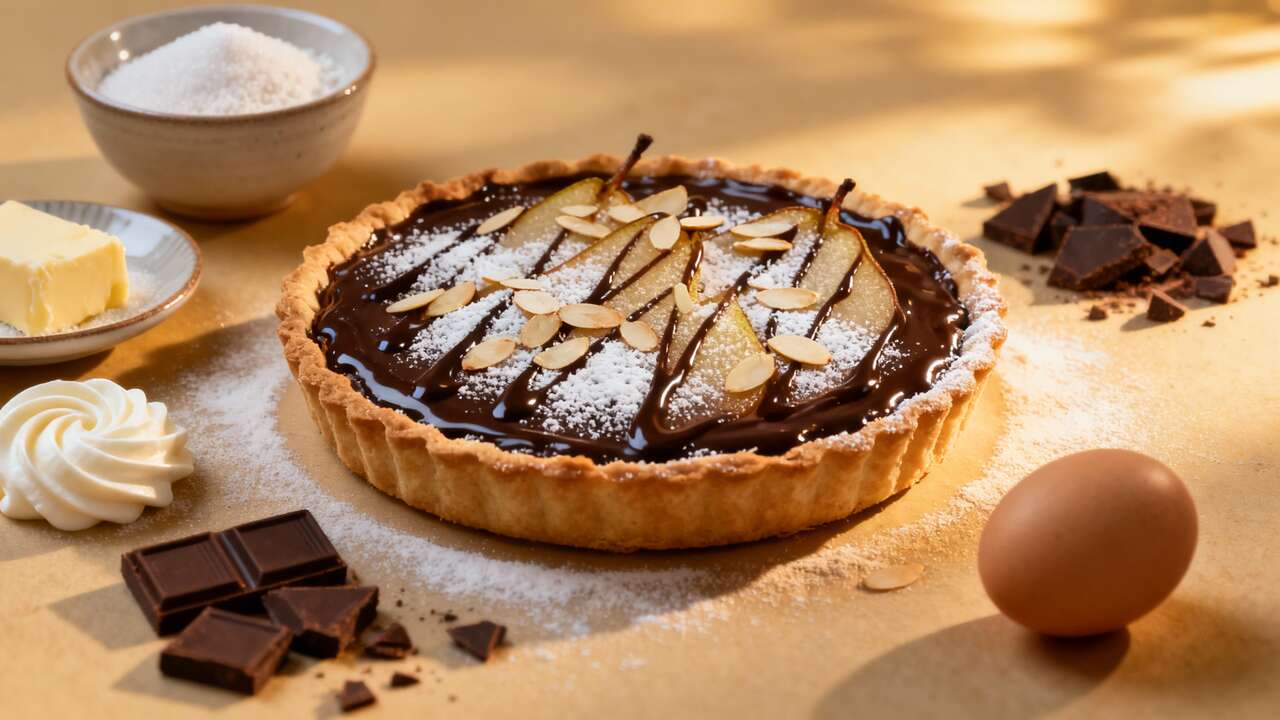 Tarte poire chocolat et amandes : la recette gourmande