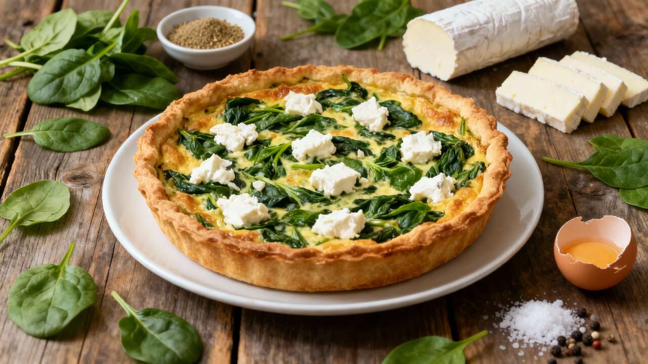 Quiche maison &eacute;pinards et ch&egrave;vre : recette facile