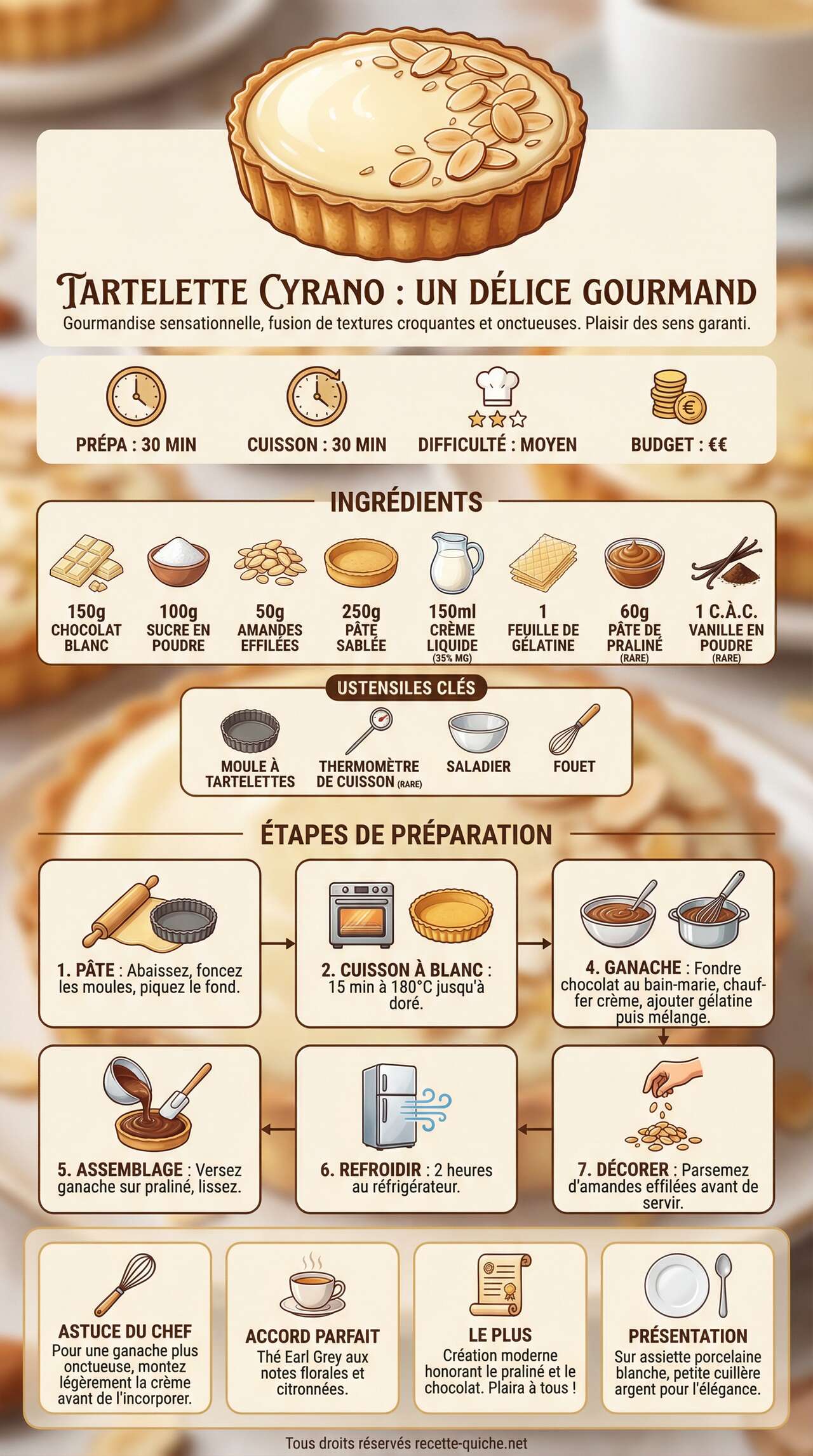 Infographie de la recette Recette de tartelette Cyrano : un délice gourmand Infographie de la recette Recette de tartelette Cyrano : un délice gourmand