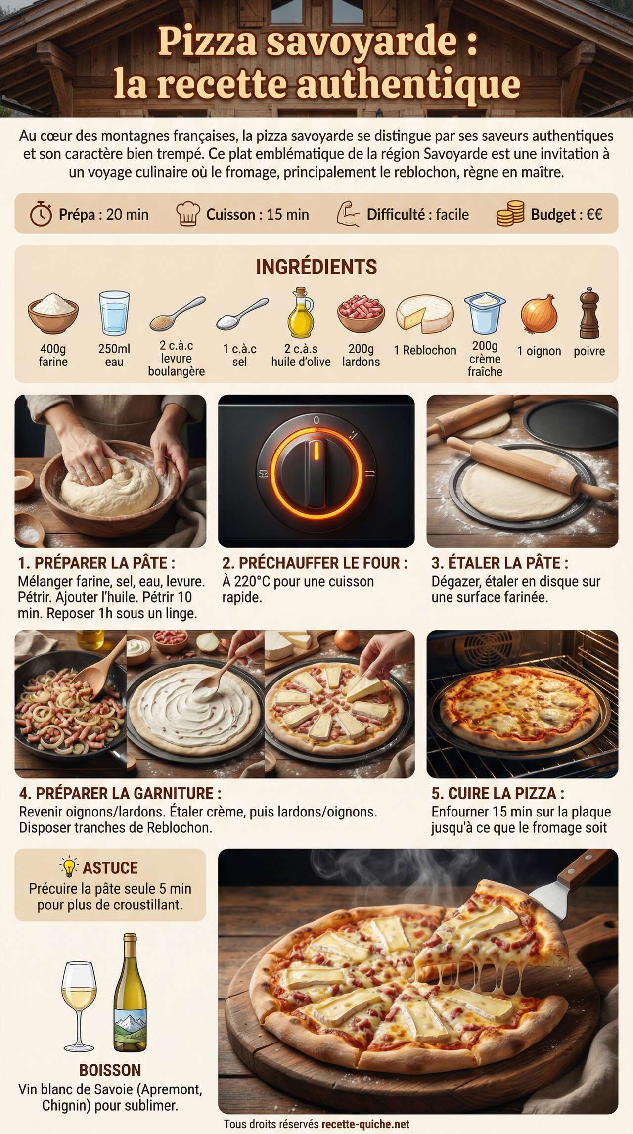 Fiche recette Pizza savoyarde : la recette authentique
