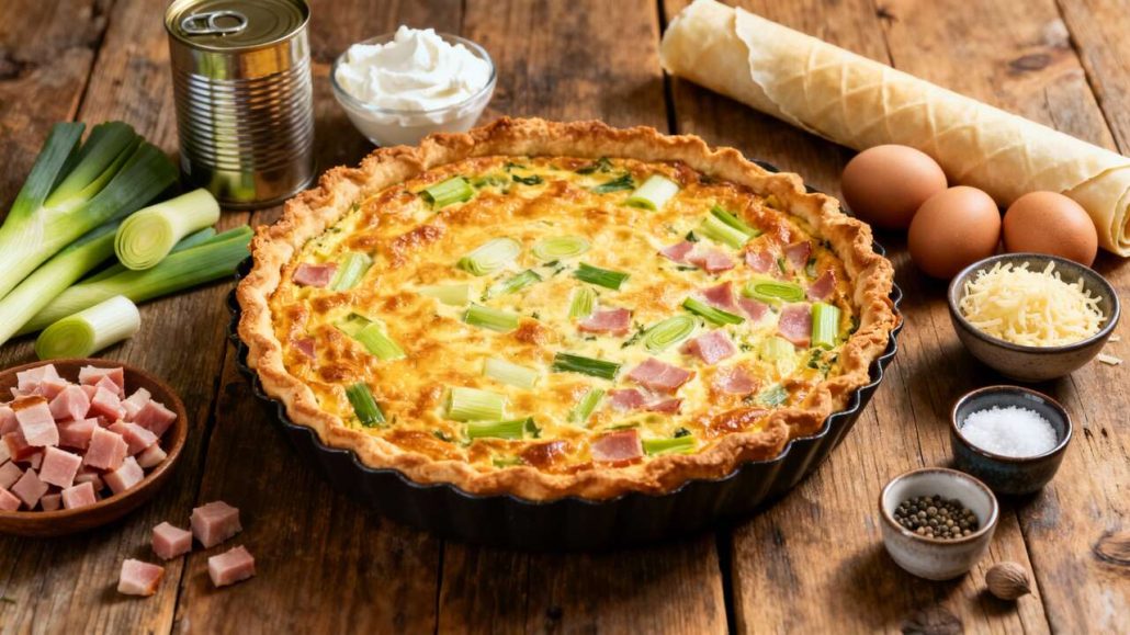 Quiche aux poireaux et jambon : recette facile au Thermomix