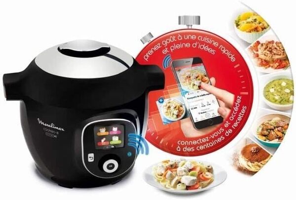 Moulinex Multicuiseur Intelligent Cookeo+ Connect via Application Bluetooth 6L 6 Modes de Cuisson 200 Recettes Préprogrammées Jusqu'à 6 Personnes Noir CE857800