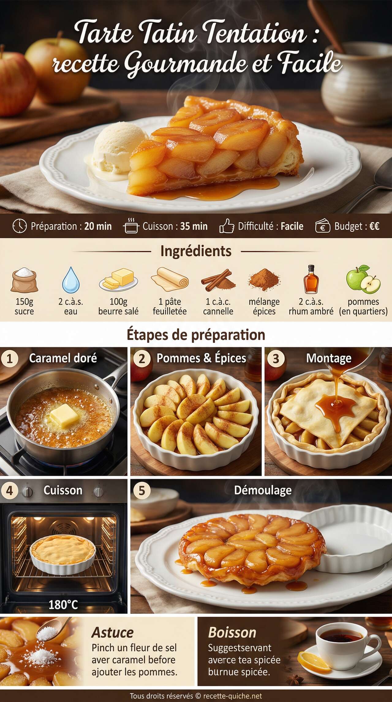 Fiche recette Tarte Tatin Tentation : recette Gourmande et Facile