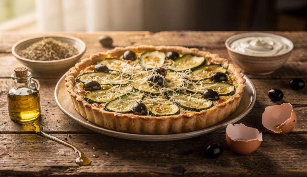 Quiche aux courgettes et olives : recette savoureuse et facile