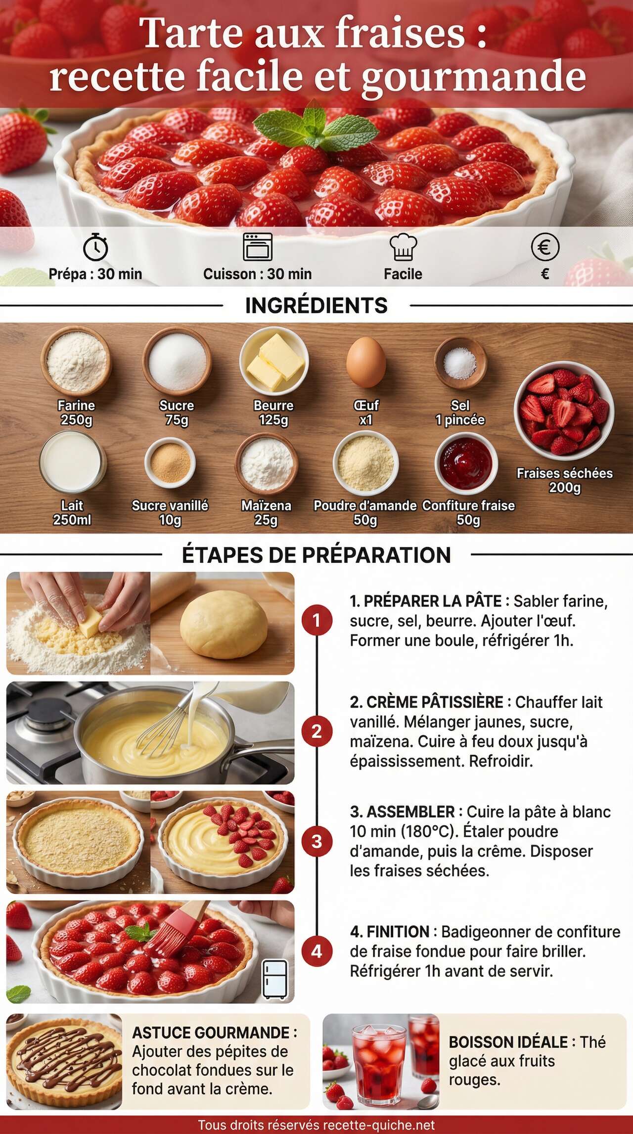 Fiche recette Tarte aux fraises : recette facile et gourmande