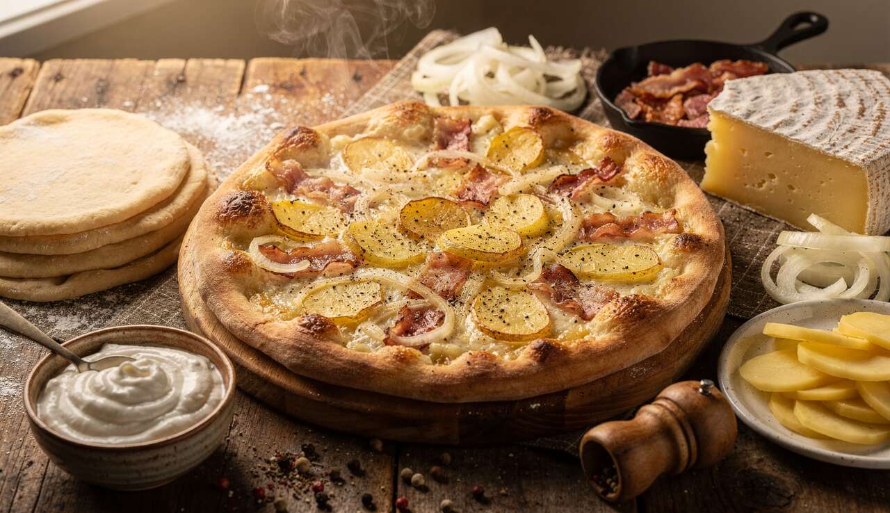 Pizza fa&ccedil;on tartiflette savoyarde : recette gourmande