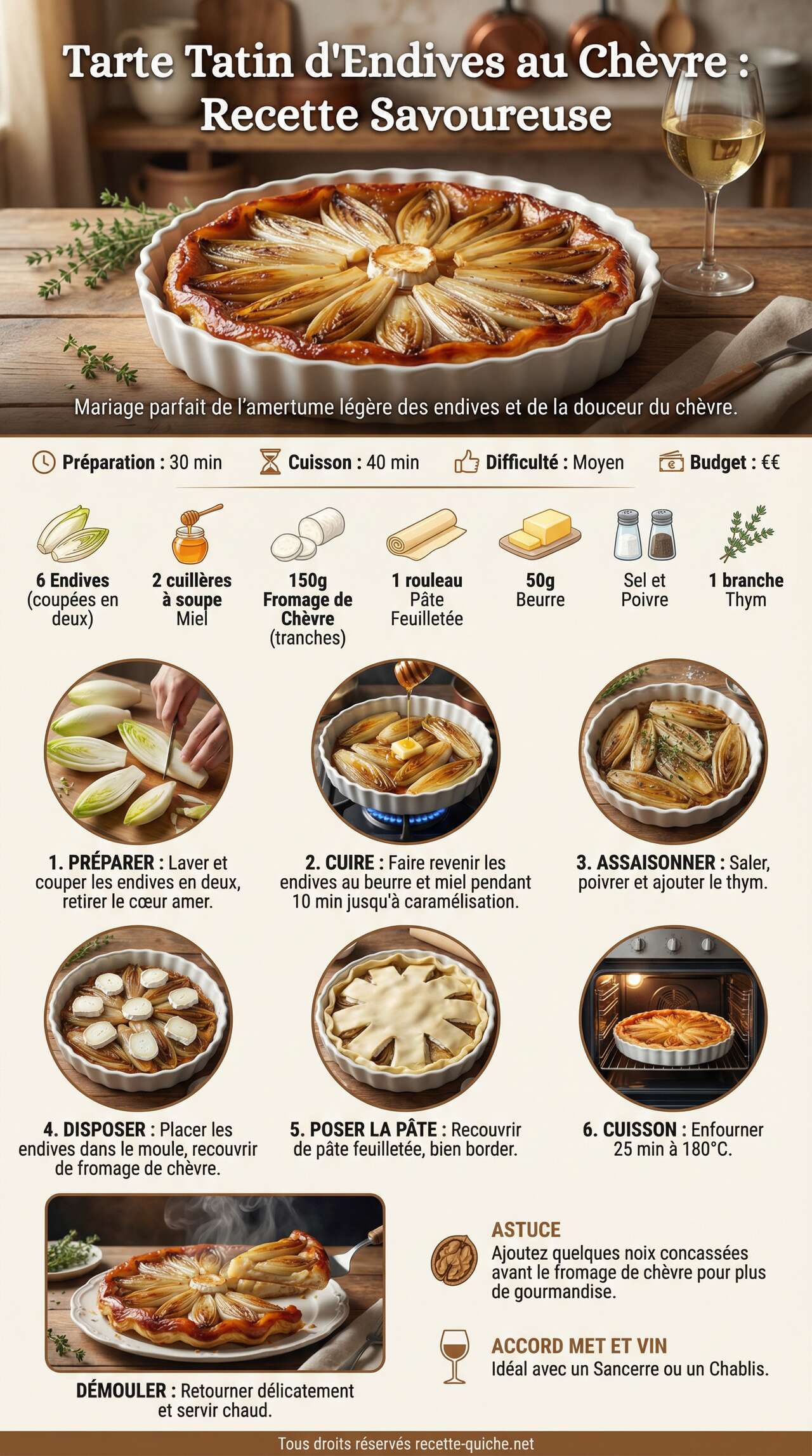 Fiche recette Tarte Tatin d'Endives au Ch&egrave;vre : recette Savoureuse