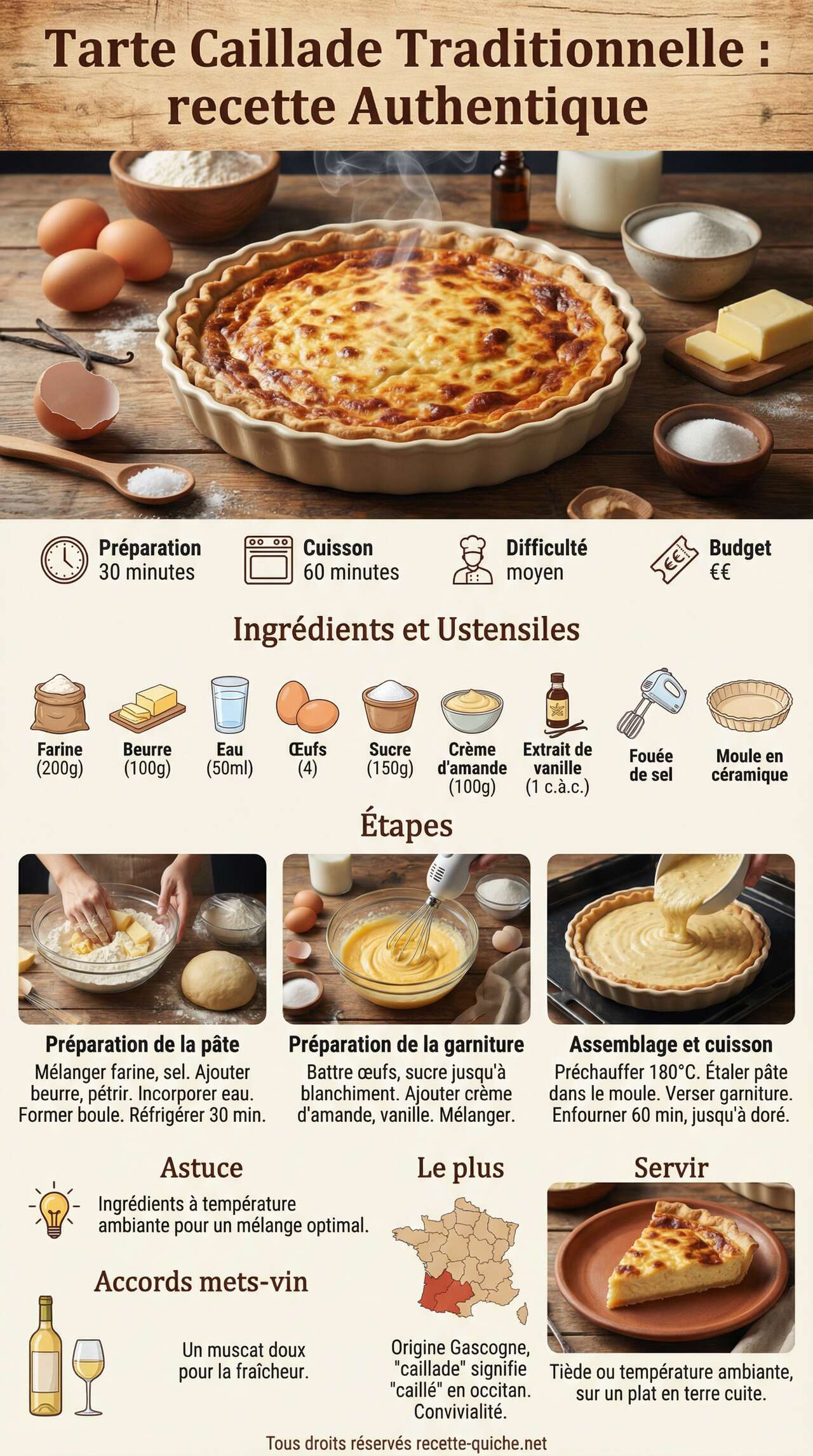 Fiche recette Tarte Caillade Traditionnelle : recette Authentique