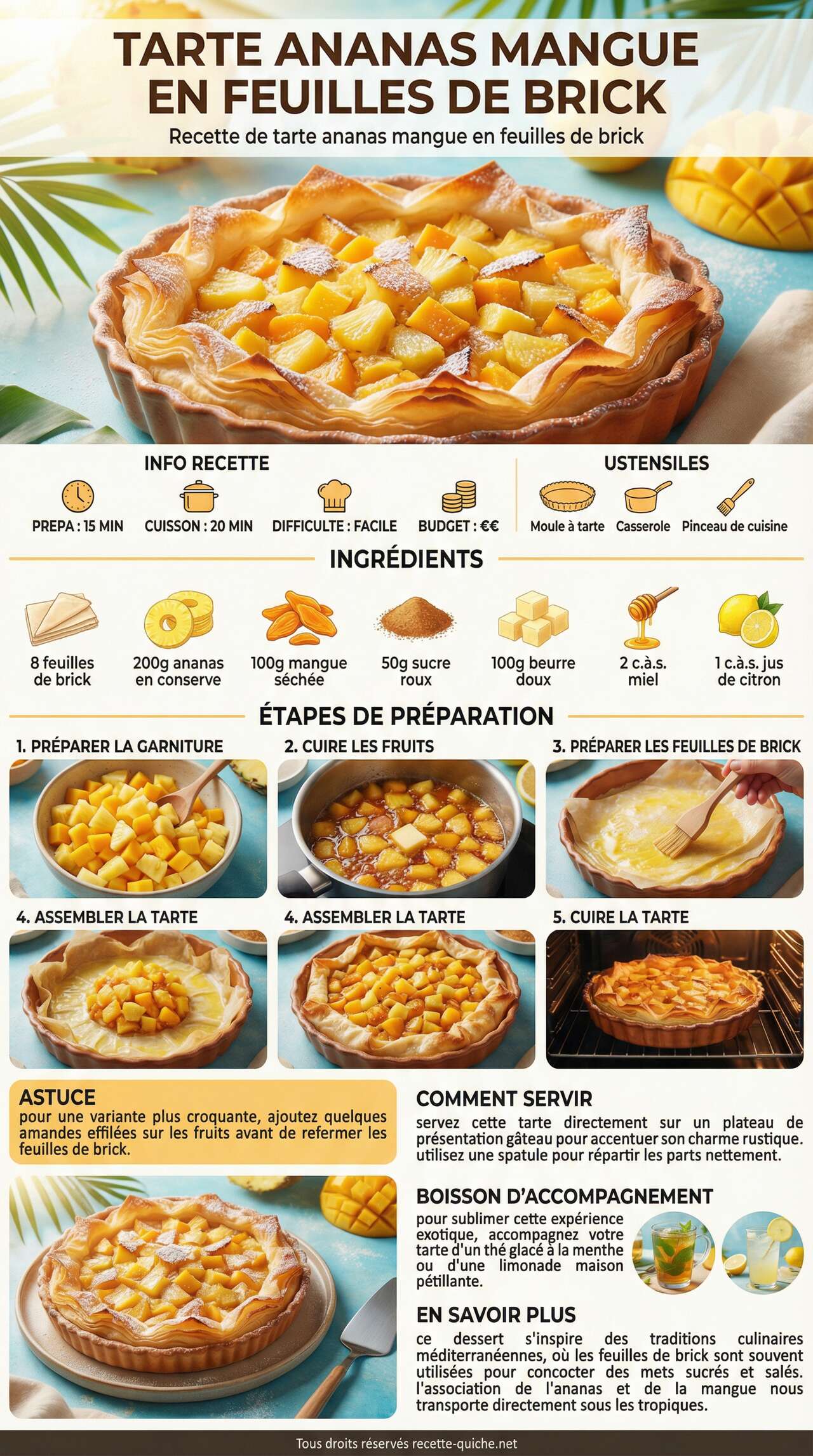Fiche recette Recette de tarte ananas mangue en feuilles de brick