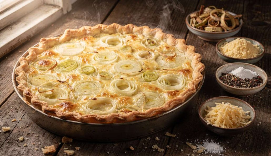 Tarte aux poireaux à la crème fraîche facile : recette savoureuse