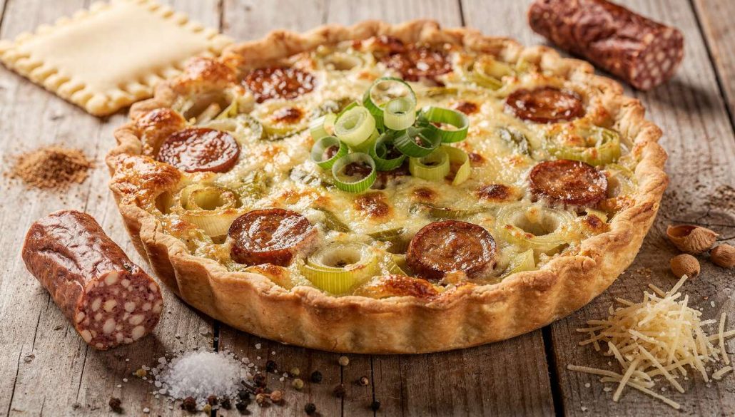 Tarte aux poireaux et saucisse de Morteau : recette savoureuse et facile