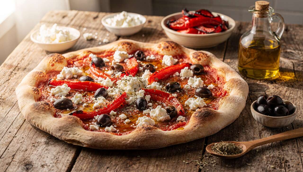 Pizza poivrons et feta : une recette savoureuse