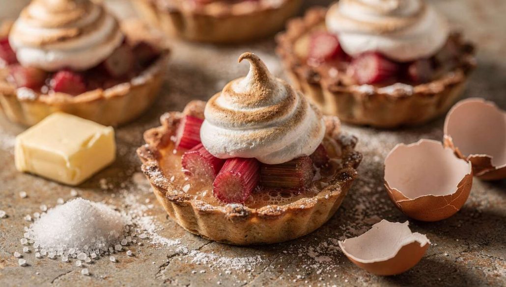 Tartelettes à la rhubarbe meringuées : recette gourmande et facile