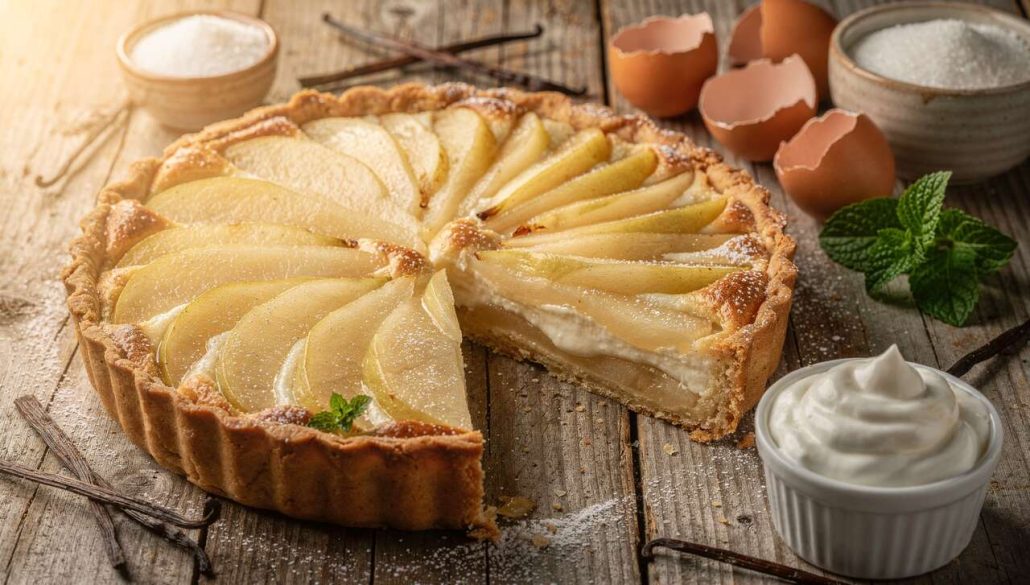 Tarte aux poires et yaourt : recette gourmande et facile