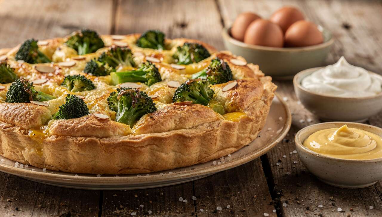 Recette de tarte soufflée aux brocolis et moutarde douce