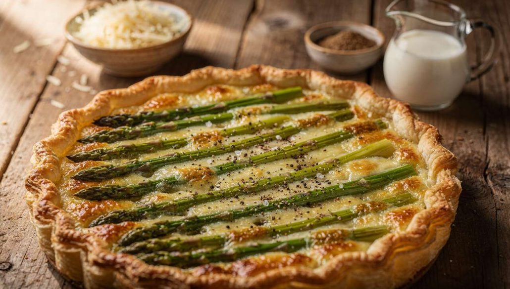 Tarte aux asperges vertes et gruyère : recette savoureuse et facile