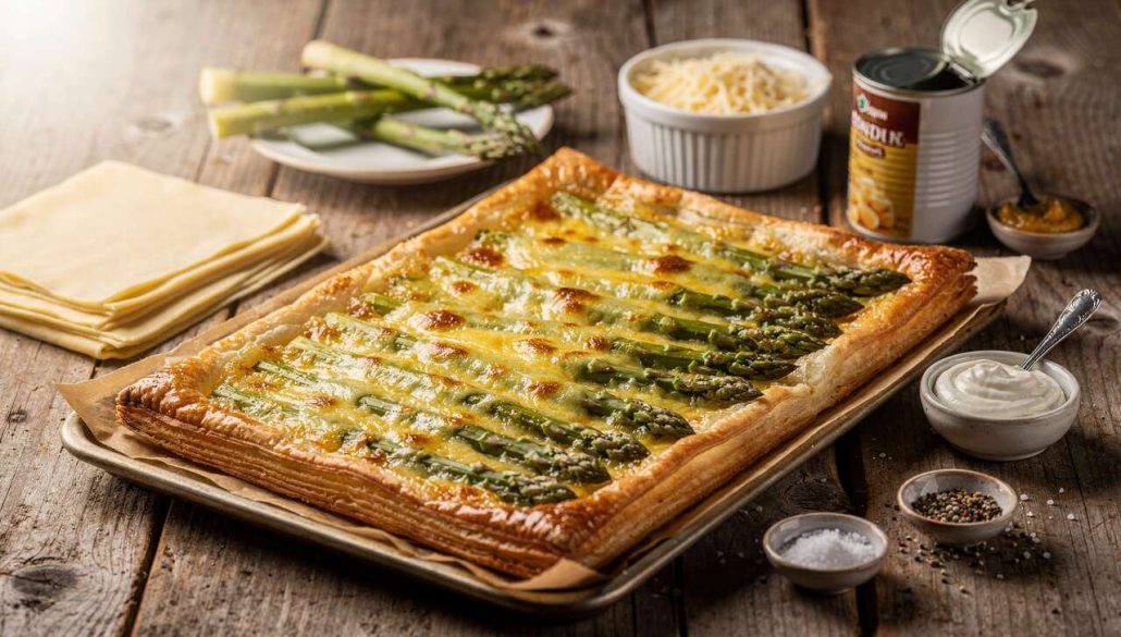 Tarte feuilletée aux asperges et fromage : recette savoureuse