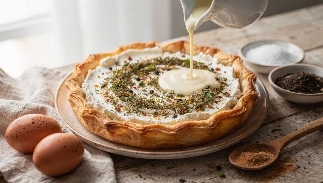 Tarte au cerfeuil, fromage de chèvre et épices : recette savoureuse