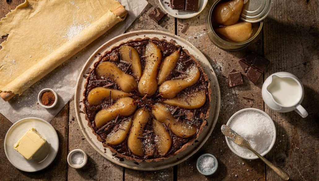 Tarte chocolat et poires caramélisées recette facile