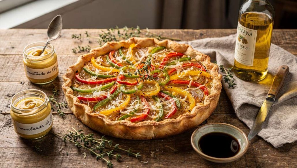Tarte aux oignons, poivrons et miel : recette gourmande