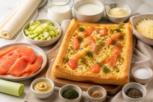 Recette de tarte au saumon et aux poireaux