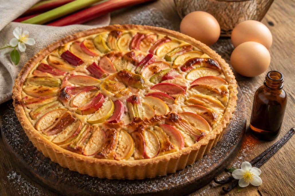 Tarte pomme rhubarbe à la vanille facile