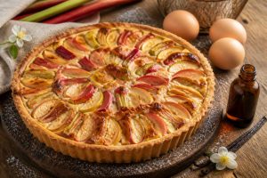 Tarte pomme rhubarbe à la vanille facile