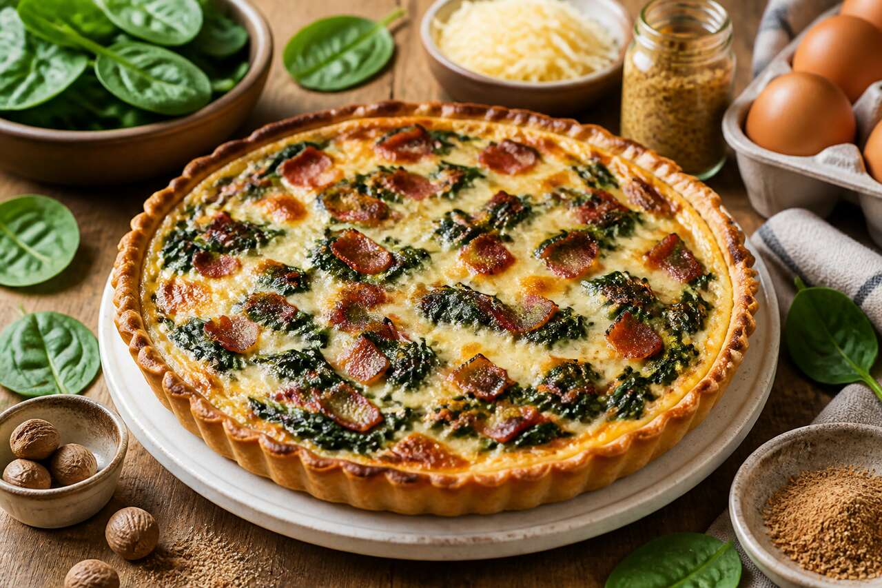 Tarte aux épinards, lardons et fromage : la recette savoureuse