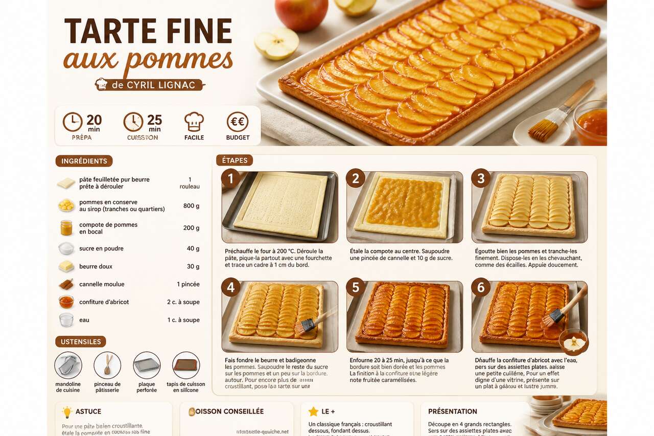 Fiche recette Tarte fine aux pommes de Cyril Lignac