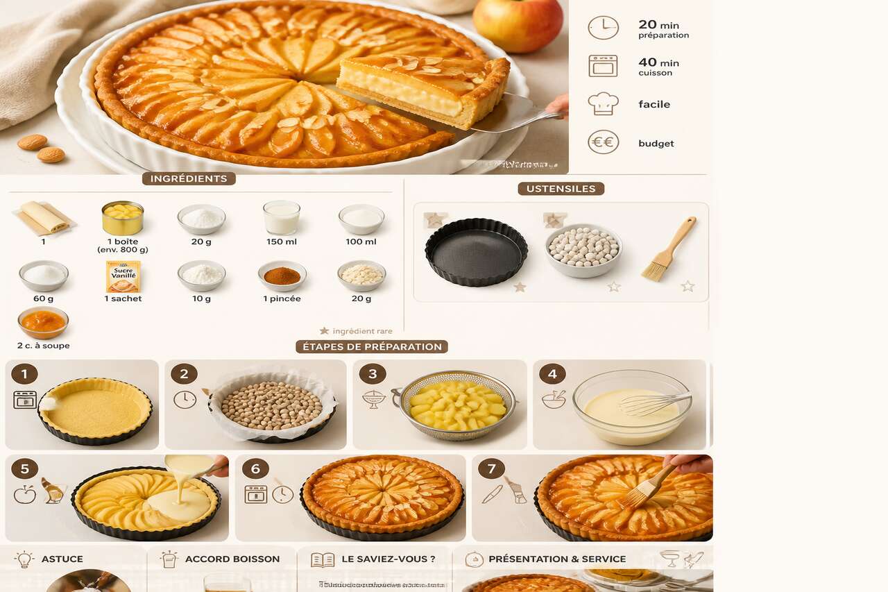 Fiche recette Recette de tarte alsacienne aux pommes : le dessert parfait