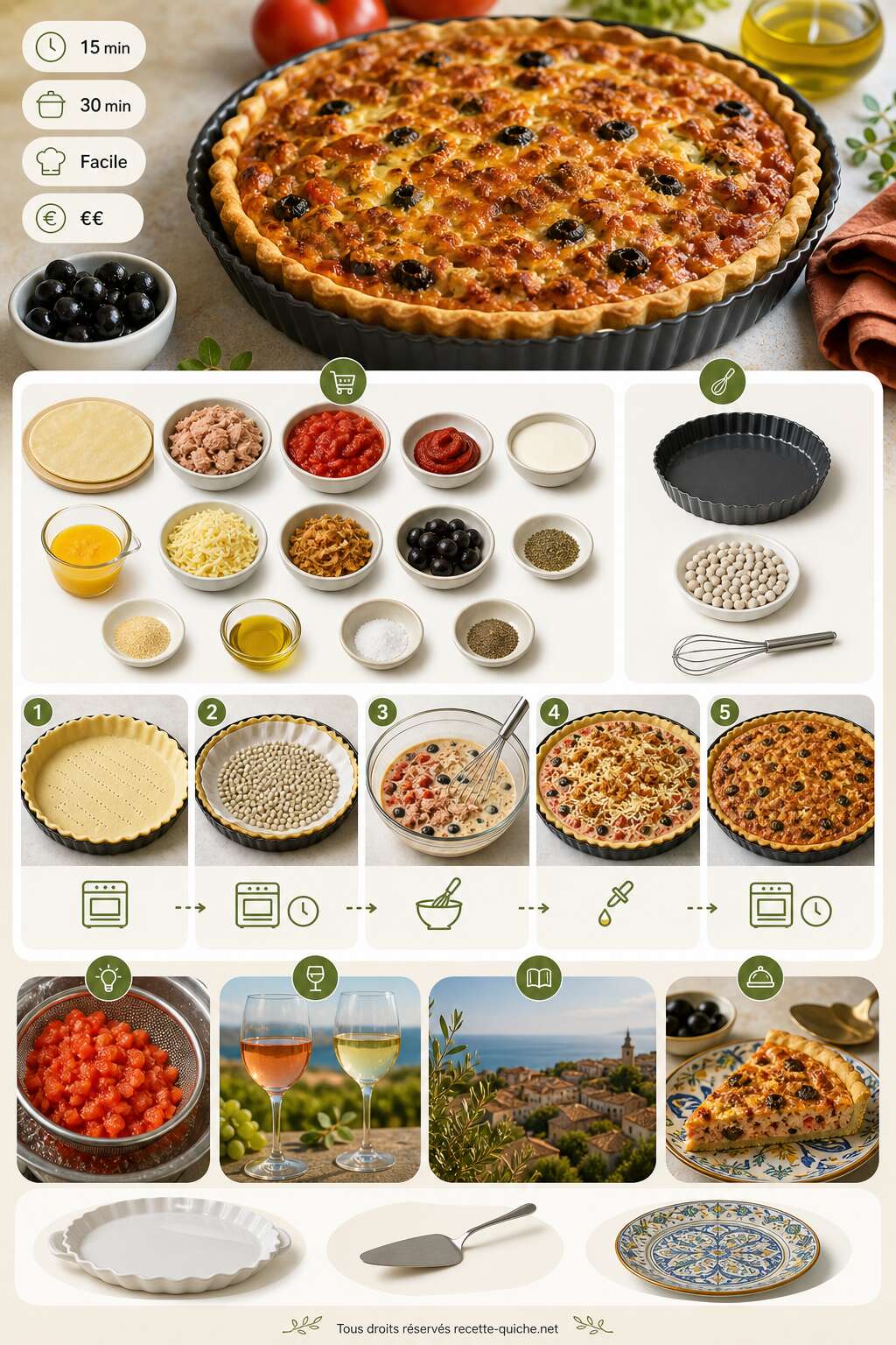 Fiche recette Tarte au thon et tomates : recette savoureuse