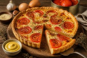 Tarte à la tomate, emmental et moutarde : recette gourmande