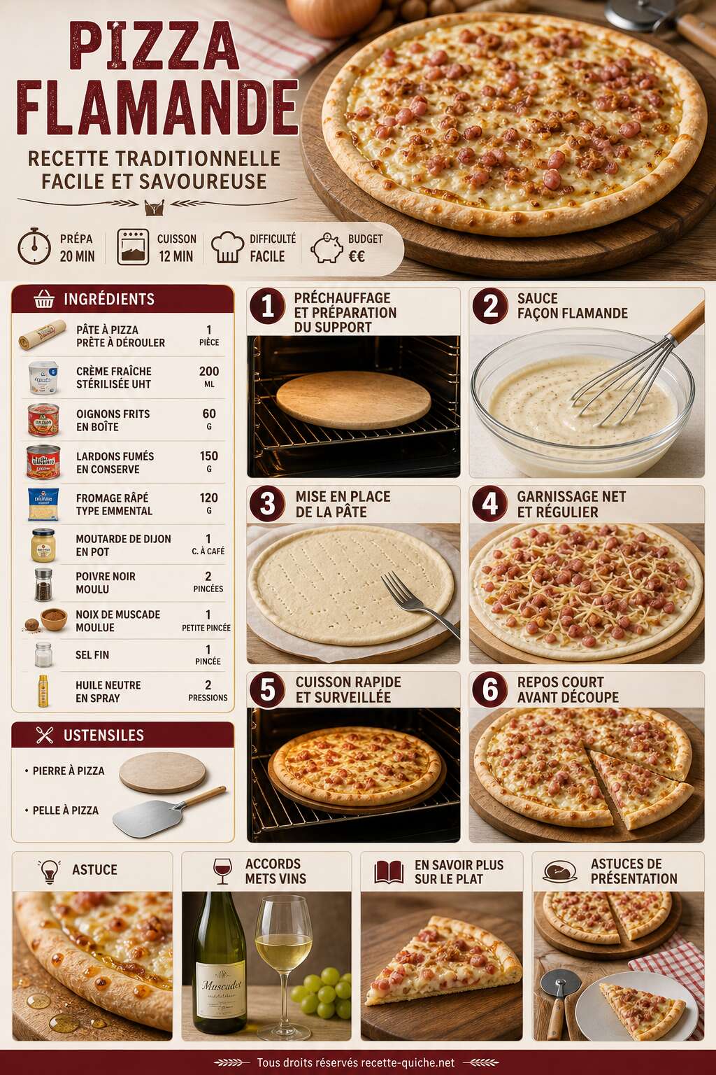 Fiche recette Pizza flamande : recette traditionnelle facile et savoureuse