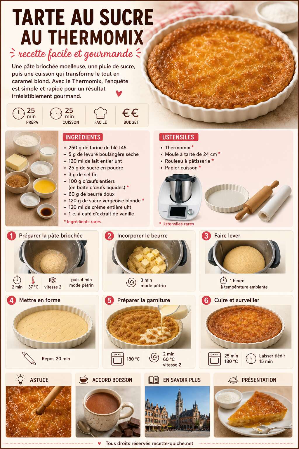 Fiche recette Tarte au sucre au Thermomix : recette facile et gourmande Fiche recette Tarte au sucre au Thermomix : recette facile et gourmande