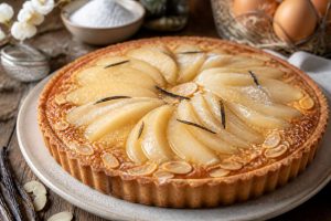 Tarte aux poires pochées à la vanille : recette facile et gourmande