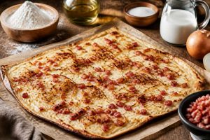 Recette tarte flambée alsacienne : flammekueche facile